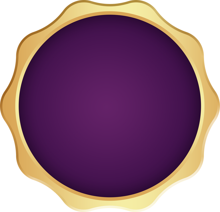 Purple Gold Badge. Gold Seal Stamp.